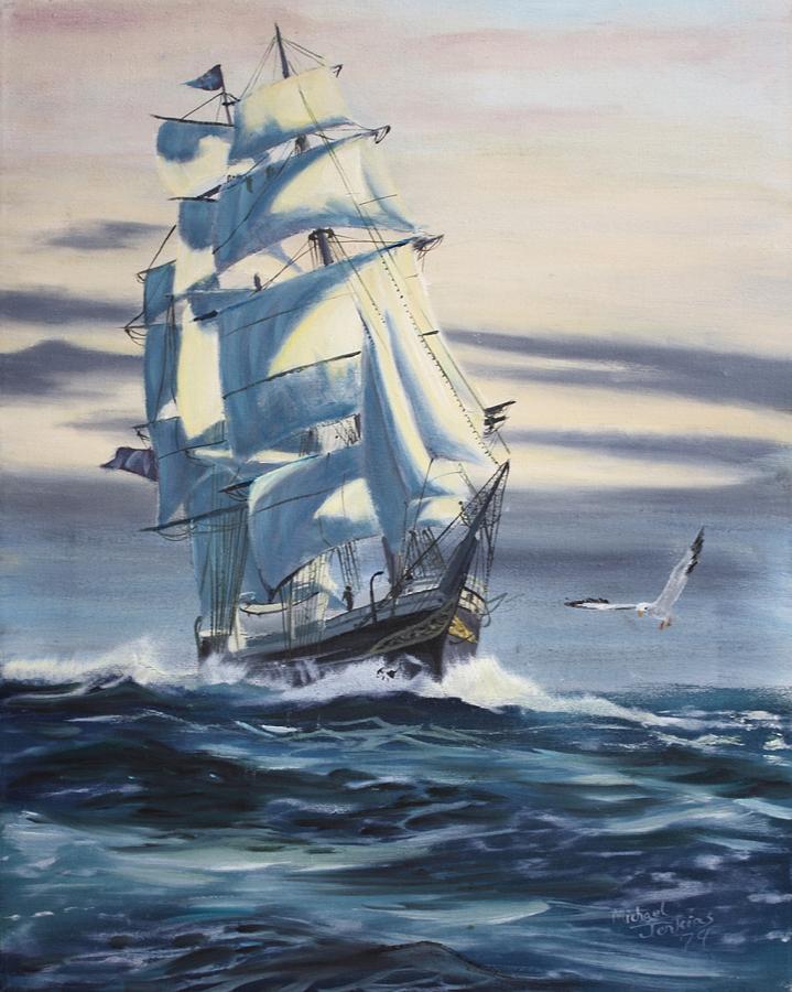 Clipper Ship Painting by Mike Jenkins