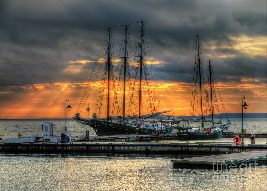 Clipper Ships at Sunrise Yorktown Virginia I Photograph by Karen Jorstad