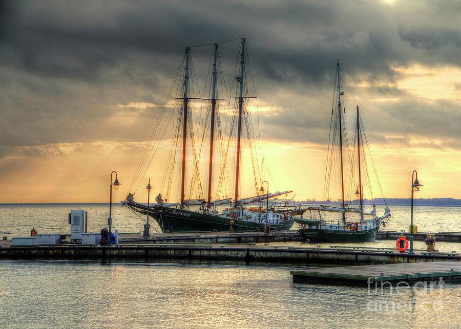 Clipper Ships at Sunrise Yorktown Virginia Photograph by Karen Jorstad