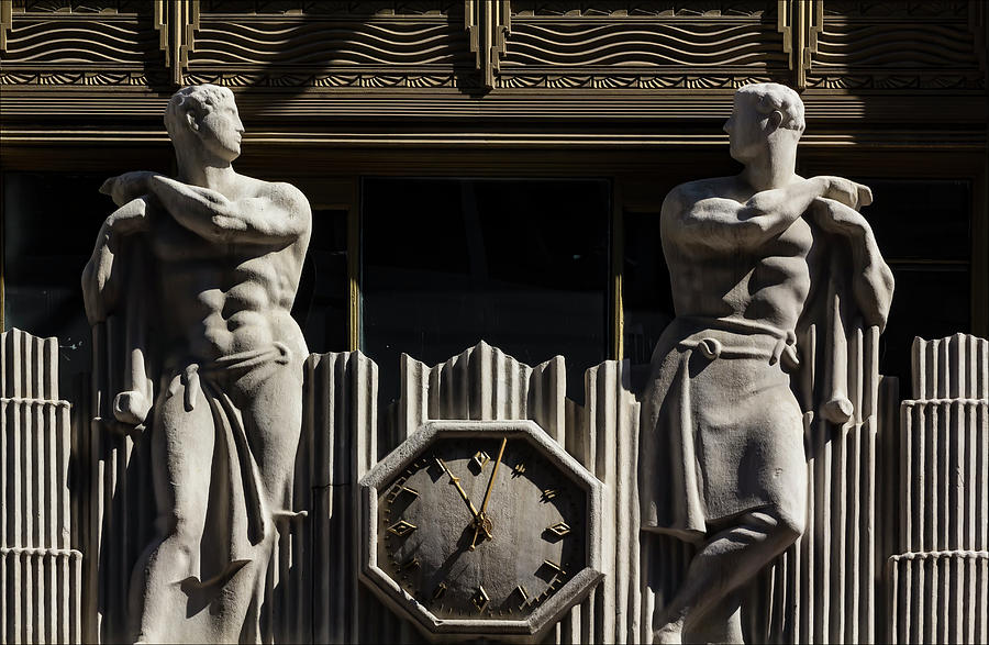 Clock and Statuary Midtown East Photograph by Robert Ullmann