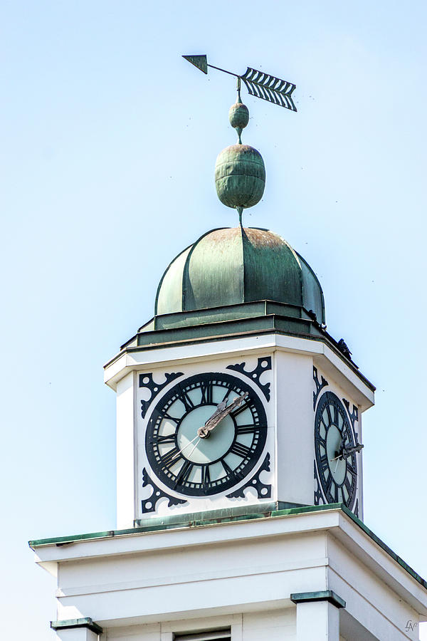 Clock and Weather Vane Photograph by Lee Newell