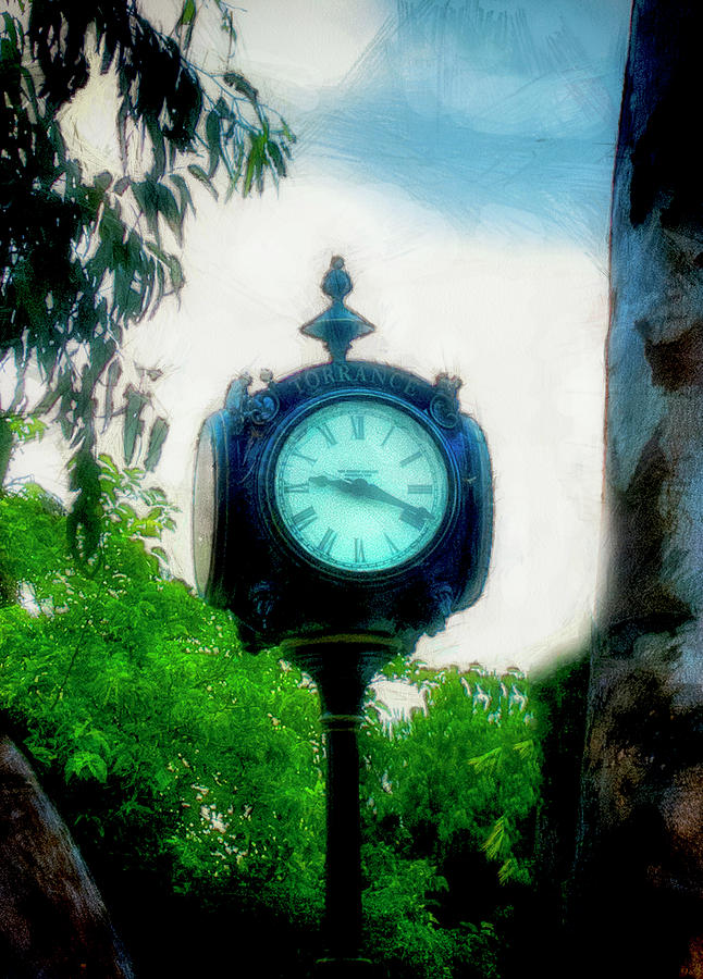 Clock in the Park Mixed Media by Joseph Hollingsworth