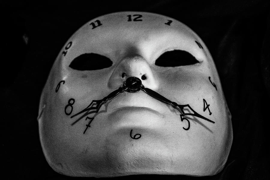 Clock Mask Photograph by Jay Stockhaus