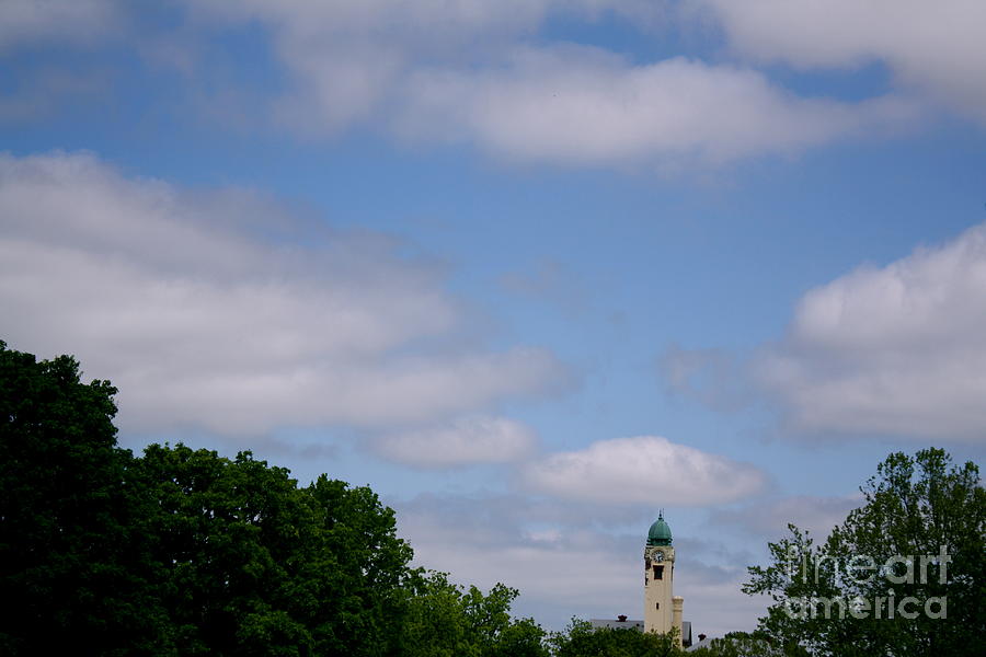 Tree Photograph - Clock tower in the sky by Sherri Williams