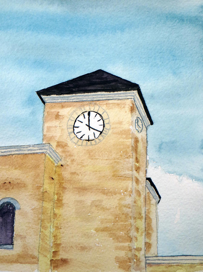 Clock Tower - Llano and Main Fredericksburg Texas Painting by R Kyllo