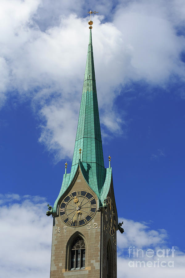 Clock tower of Fraumunster in Zurich Switzerland Photograph by Louise ...