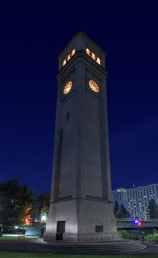 Spokane Photograph - Clock Tower Spokane W A by Steve Gadomski