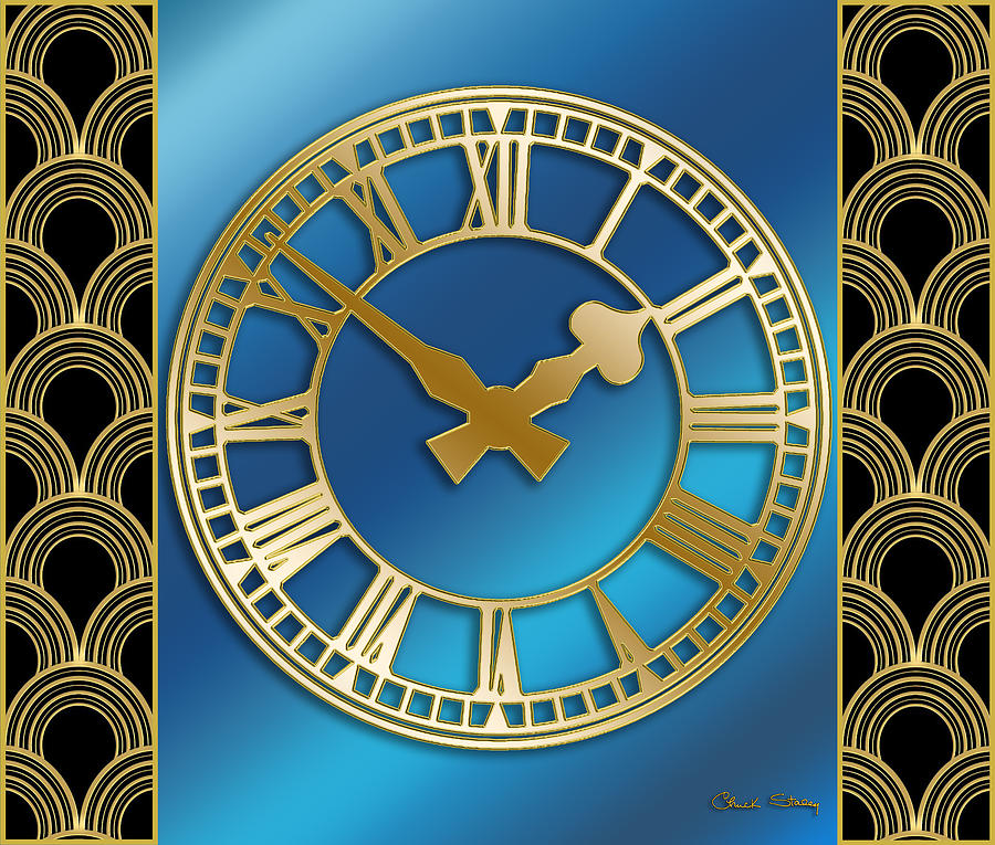 Clock With Border - Blue Digital Art by Chuck Staley