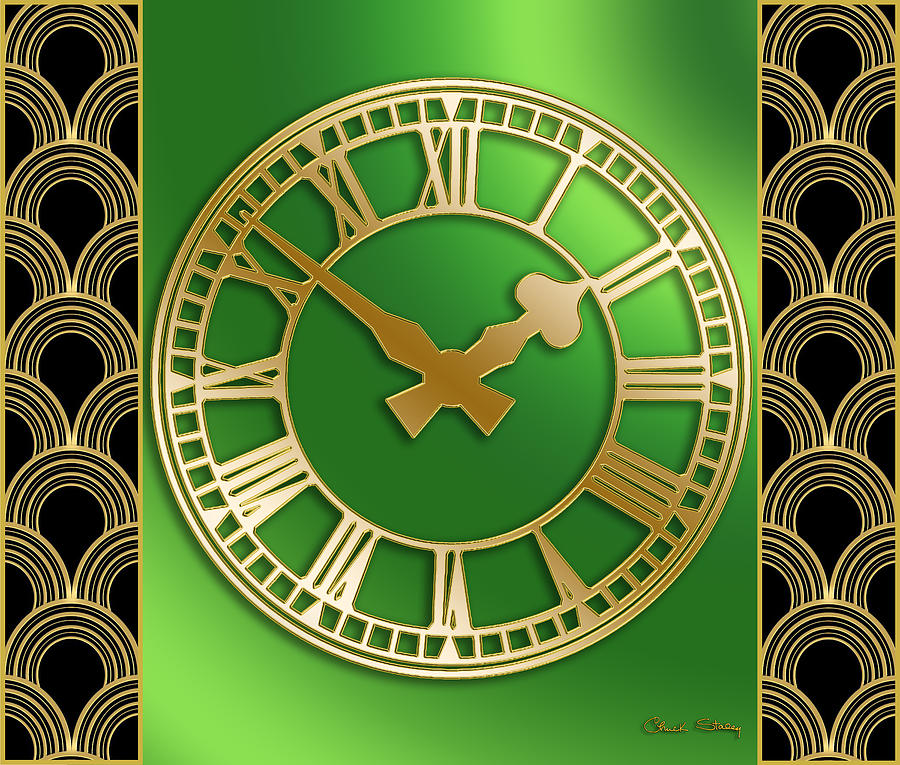 Clock with Border Digital Art by Chuck Staley