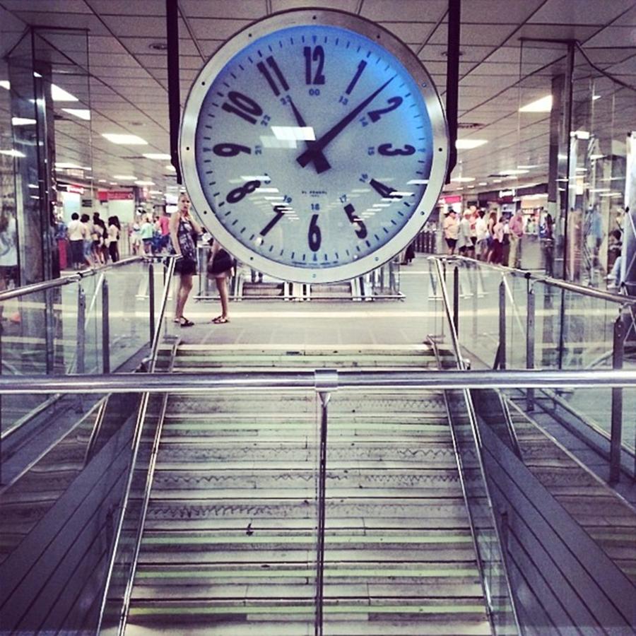 Barcelona Photograph - #clocks #time #stairs #glass #lights by Anastasiia Iatsyna