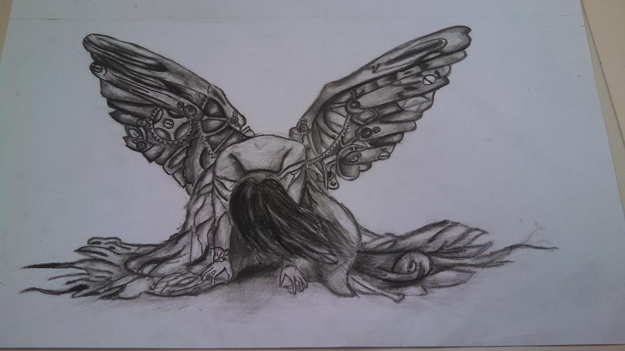 Charcoal Drawing - Clockwork Angel by Chloe Smith