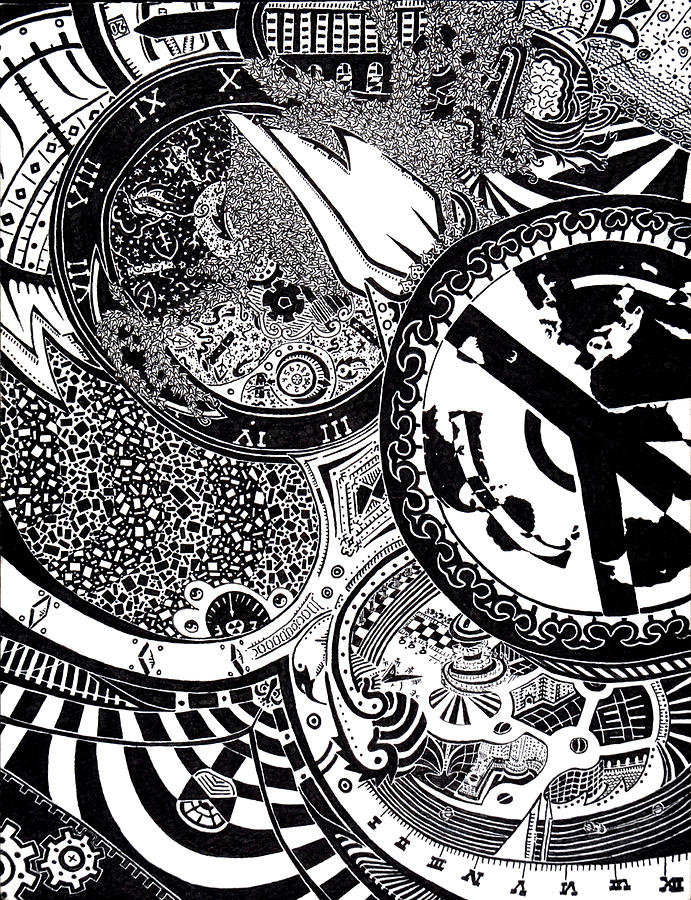 Black And White Drawing - Clockwork by Red Gevhere