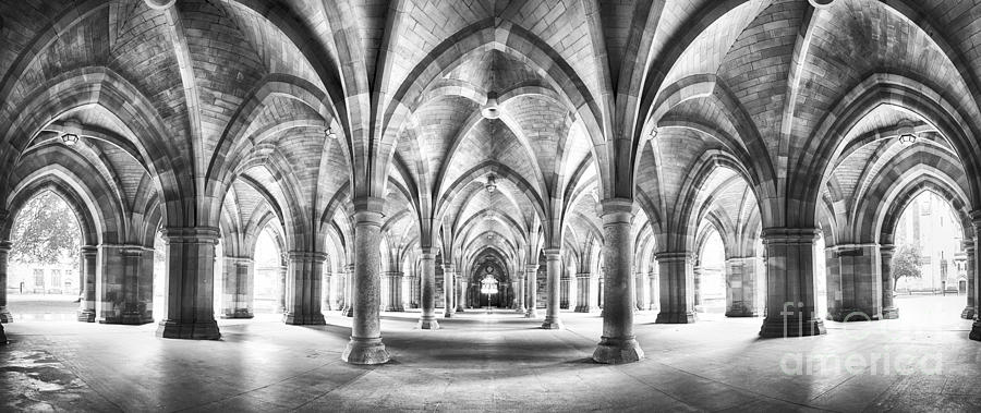 Cloister black and white panorama Photograph by Jane Rix