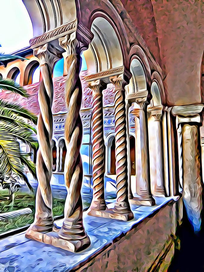 Cloisters of St. Johns Lantern in Rome Digital Art by Mindy Newman