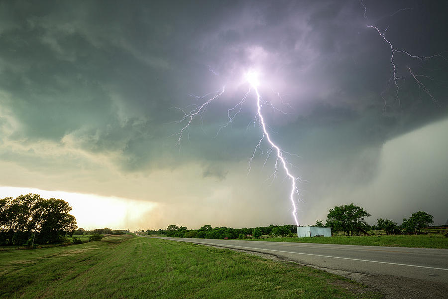 Close Call - Lightning Strike in Kansas Storm Photograph by Southern Plains  Photography - Fine Art America
