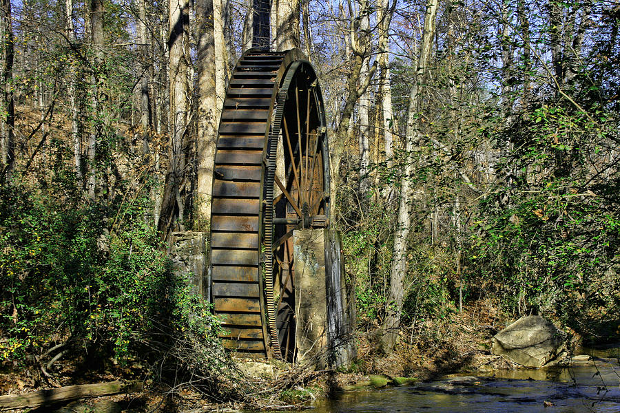 Mountain Photograph - Closeup of Iron Water Wheel by Cathy Harper
