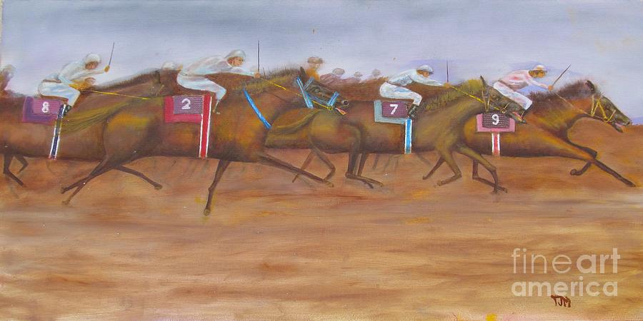 Horse Painting - Close to the Finish Line by Anthony Morretta