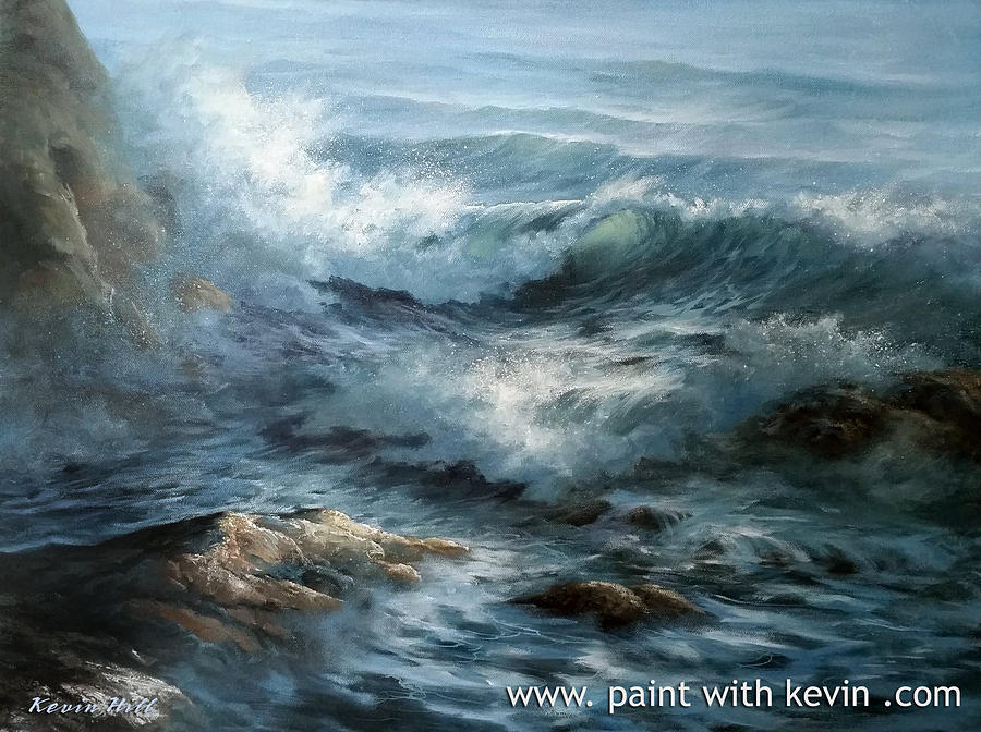 Close-up Ocean Wave Painting by Kevin Hill