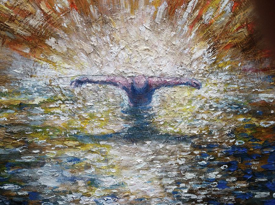 Close Up of Baptism of the Christ Painting by Daniel Bonnell