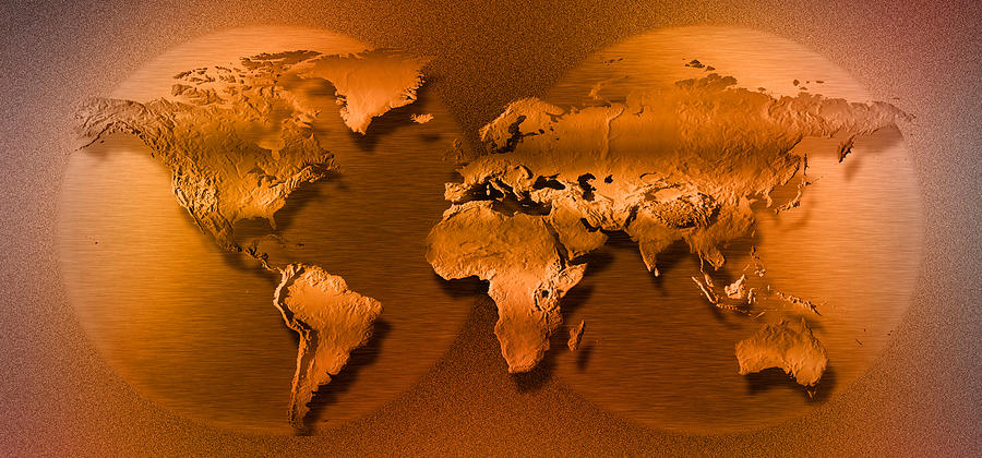 Map Photograph - Close-up Of Map Of World by Panoramic Images
