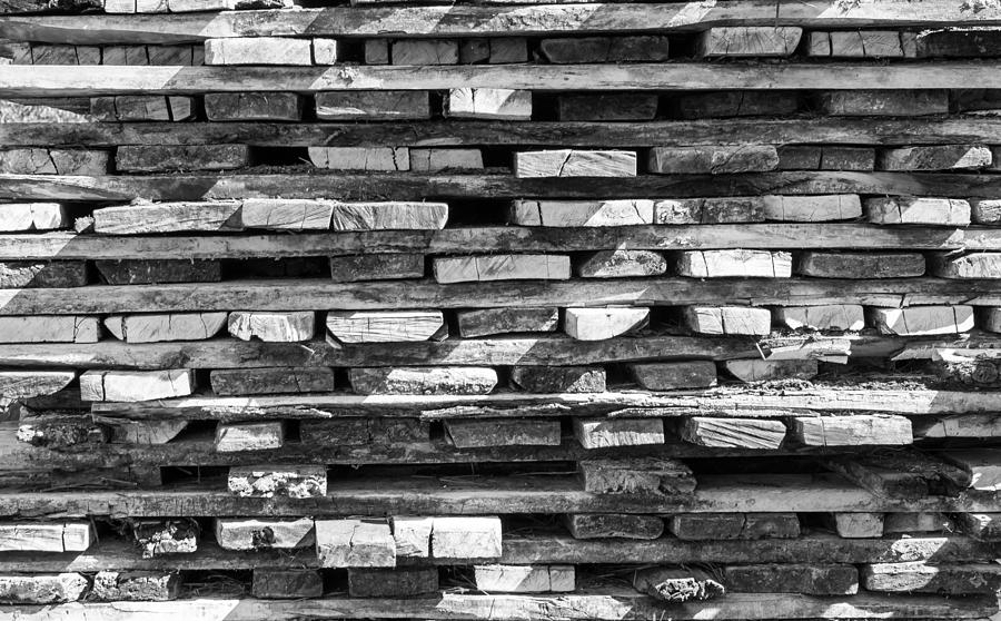 Close-Up of Stacked Wood Textures Photograph by John Williams