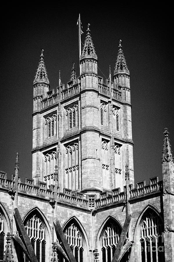 Architecture Photograph - close up of the gothic architecture of bath abbey tower Bath England UK by Joe Fox