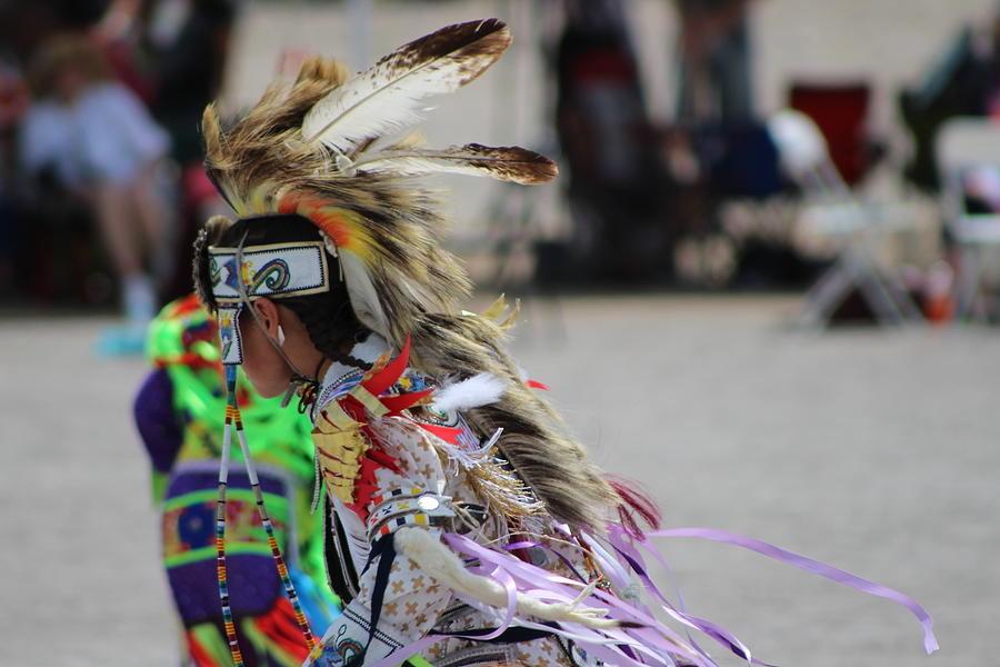 Close Up of Young Native American Man with Feathered Headdress Paiute Pow Wow Photograph by Colleen Cornelius