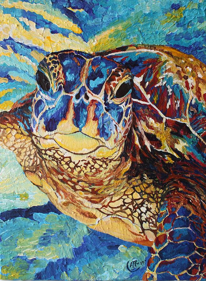 Close up Sea turtle Painting by Amber Ruehe - Fine Art America