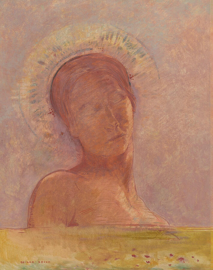 Closed eyes  #3 Painting by Odilon Redon