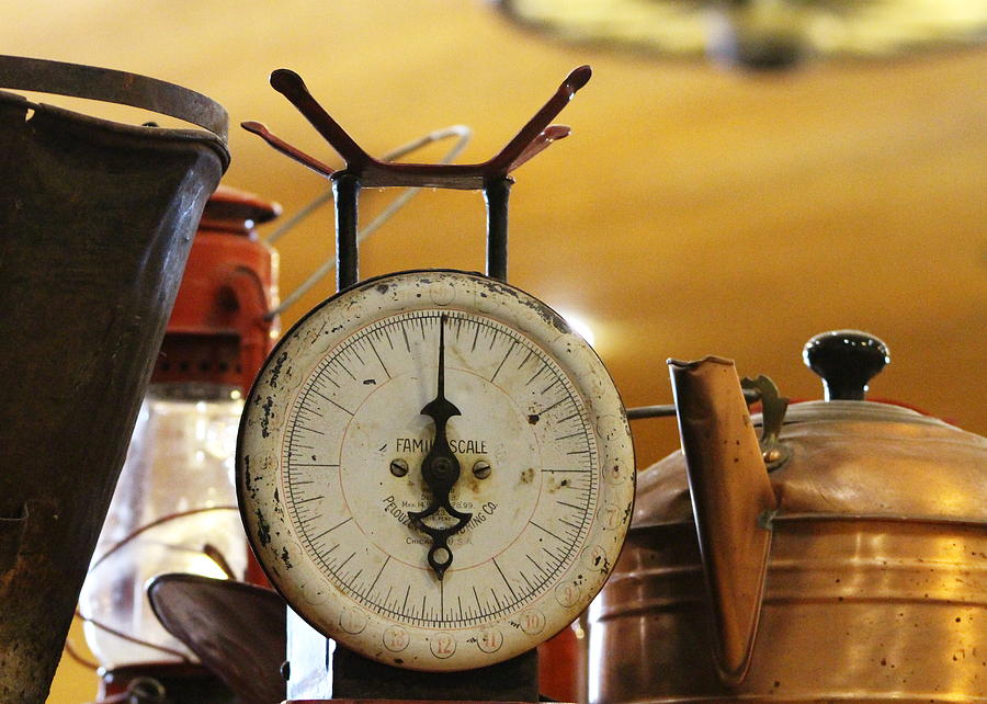 Closeup Antique Scale and Teapot Photograph by Colleen Cornelius