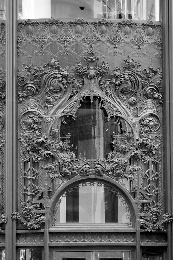 Closeup BW of the Carson Pirie Scott and Co Elevator Photograph by Colleen Cornelius