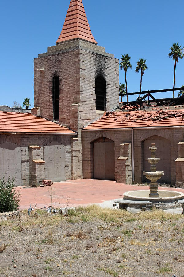 Closeup of Burned Historic Palm Springs Church Photograph by Colleen Cornelius