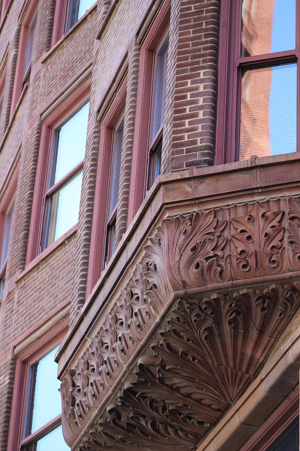 Closeup of Decorative Terracotta Window Box on Brownstone Photograph by Colleen Cornelius