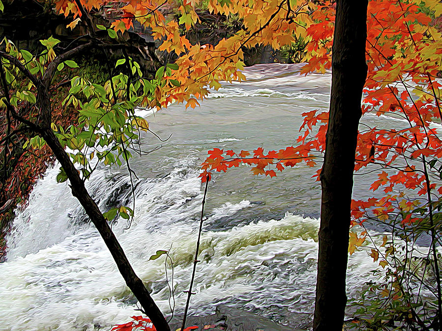 Closeup of Falls in Autumn Photograph by Linda Carruth