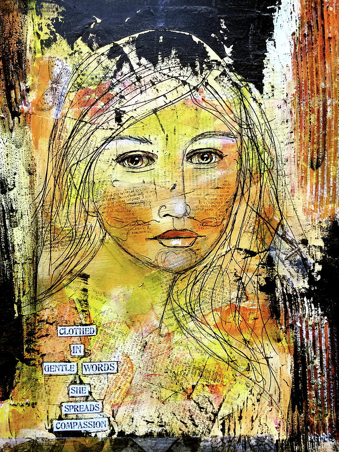 Clothed in gentle words Mixed Media by Lynn Colwell