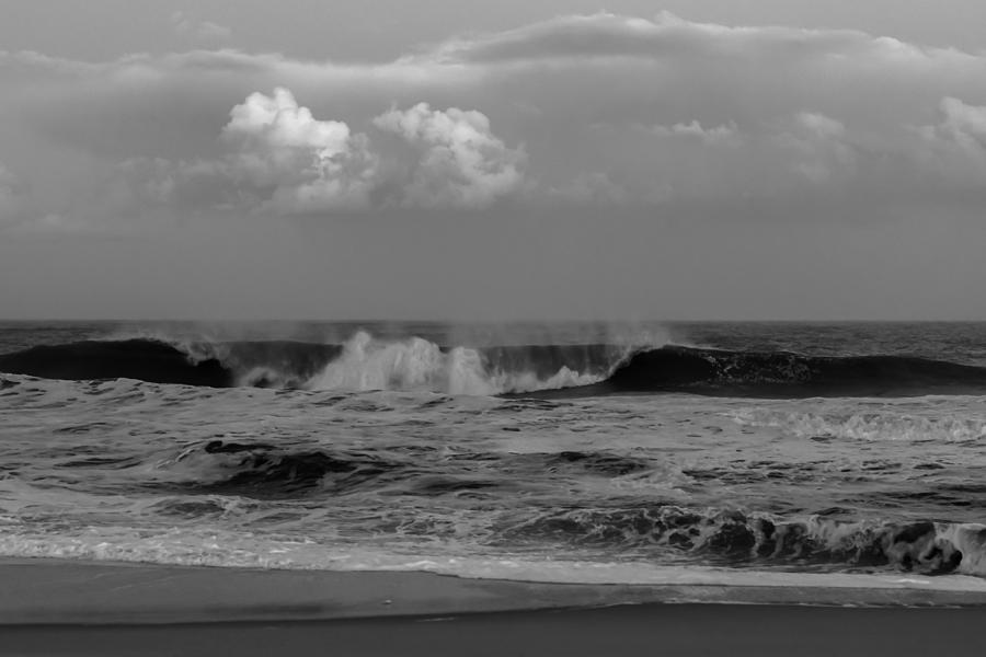 Cloud and Wave Black and White Seaside New Jersey  Photograph by Terry DeLuco