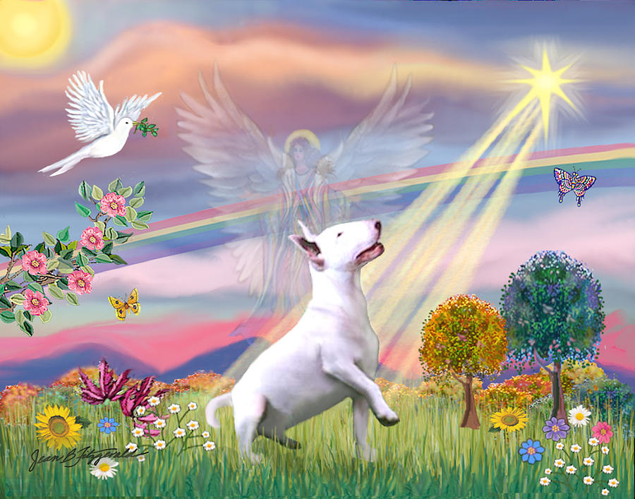 Cloud Angel And Bull Terrier Digital Art By Jean Batzell Fitzgerald