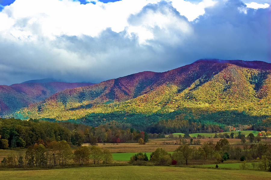 Fall Photograph - Cloud Covered Peaks by DigiArt Diaries by Vicky B Fuller