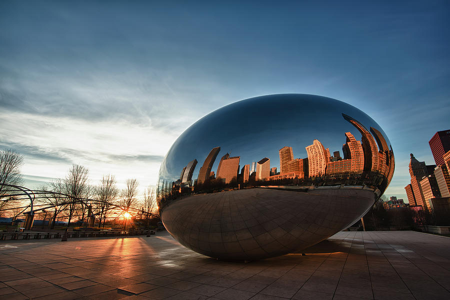 Architecture Photograph - Cloud Gate at Sunrise by Sebastian Musial