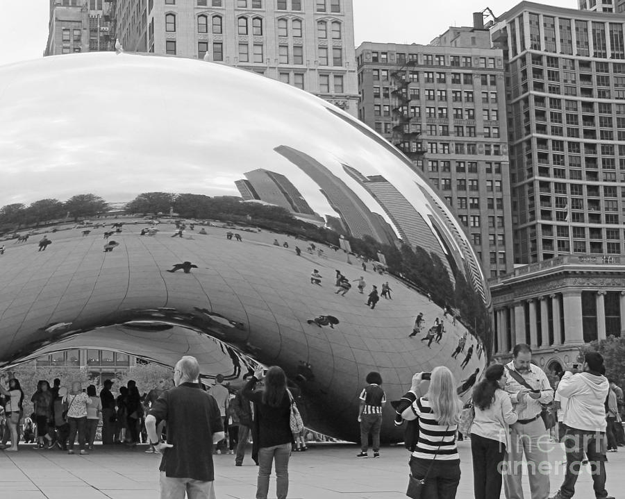 Cloud Gate Chicago BW 2 Photograph by Cheryl Del Toro