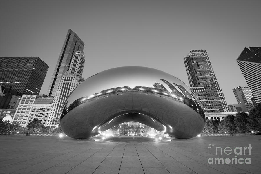 Cloud Gate Chicago BW Photograph by Michael Ver Sprill