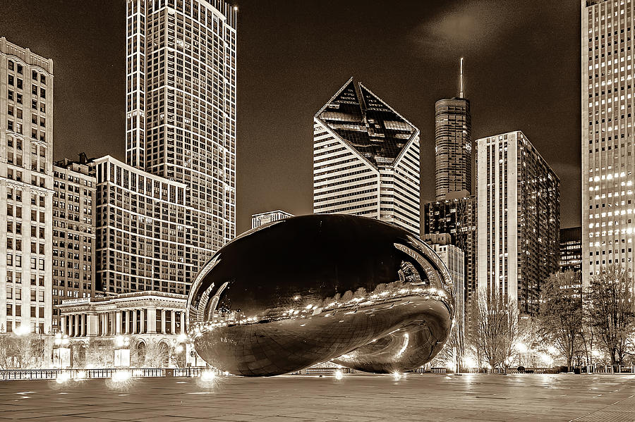 Cloud Gate in the nighttime Photograph by Alex Grichenko