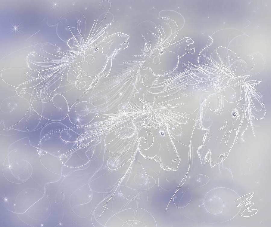 Cloud horses Digital Art by Debra Baldwin