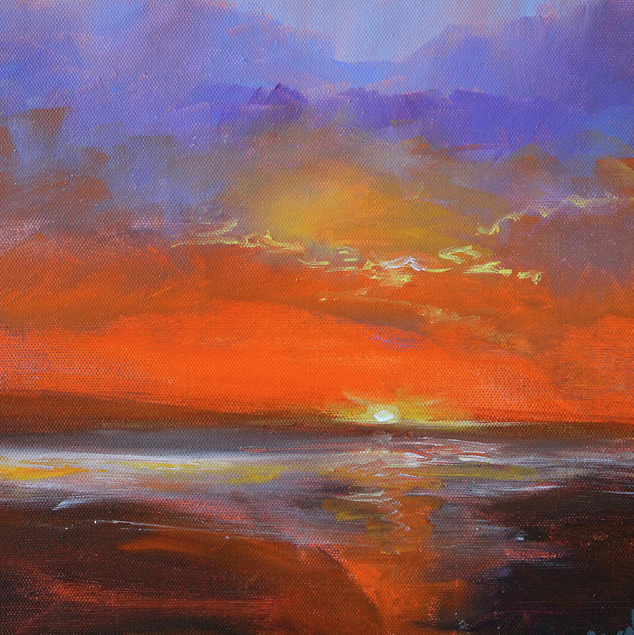 Ocean Sunset Painting - Cloud Light by Nancy Merkle