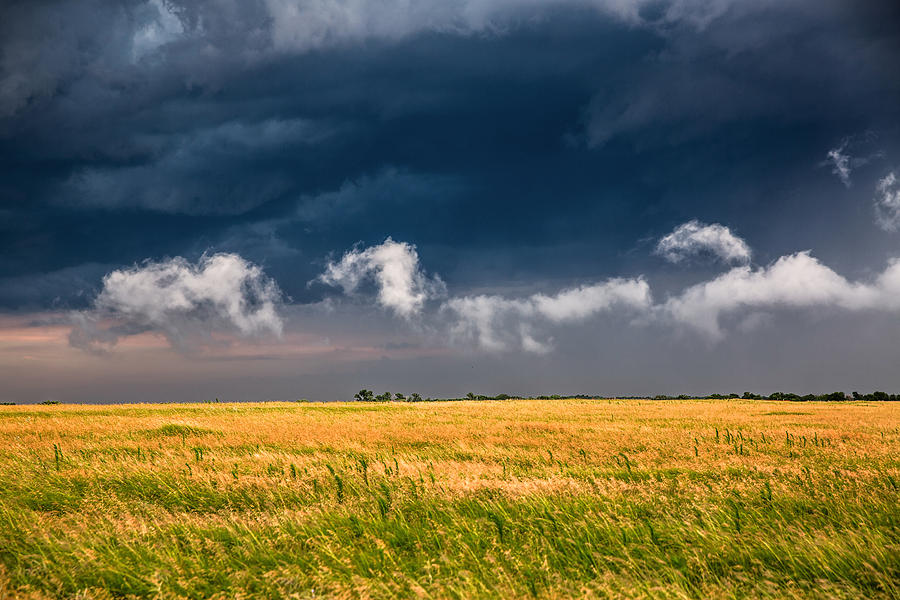 Nature Photograph - Cloud Parade - Clouds in Different Shapes March Over Oklahoma Prairie by Southern Plains Photography