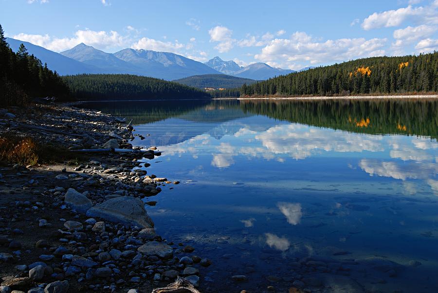 Cloud Reflections in Patricia Lake Photograph by Larry Ricker