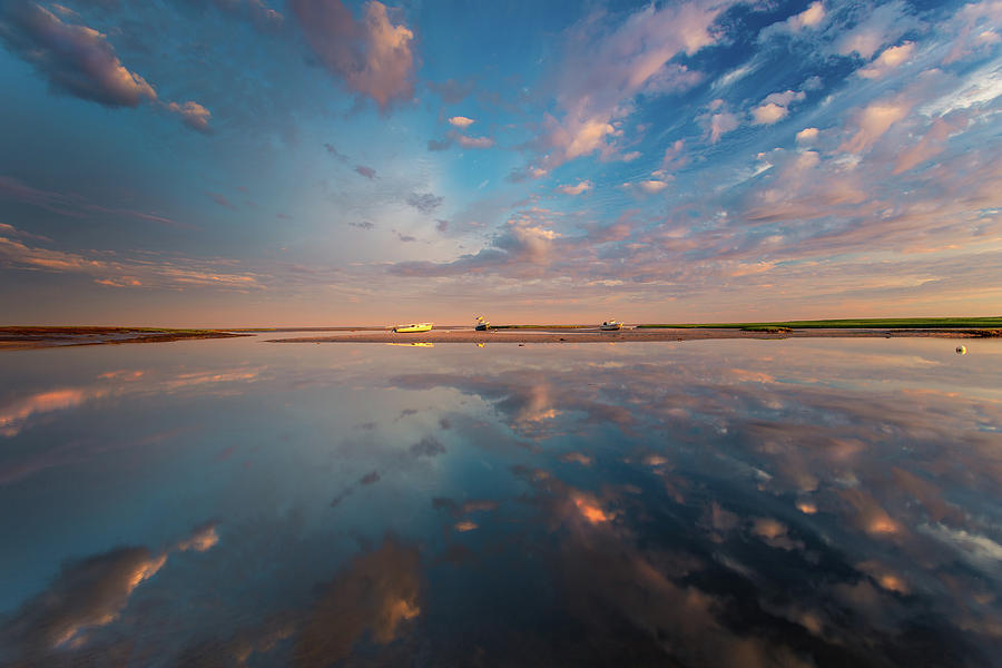 Boat Photograph - Cloud Reflections on Boat Meadow  by Darius Aniunas