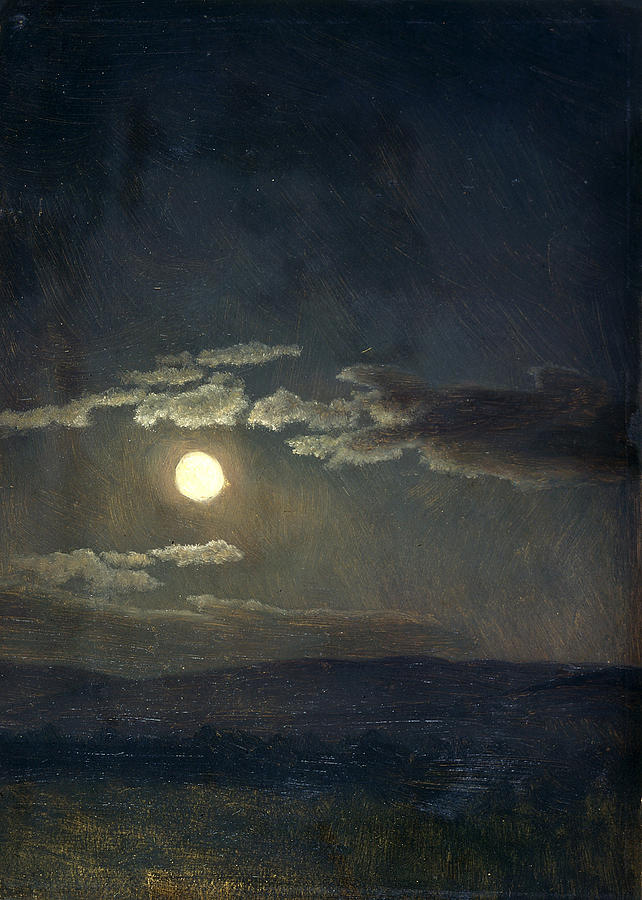 Albert Bierstadt  Painting - Cloud Study. Moonlight by Albert Bierstadt