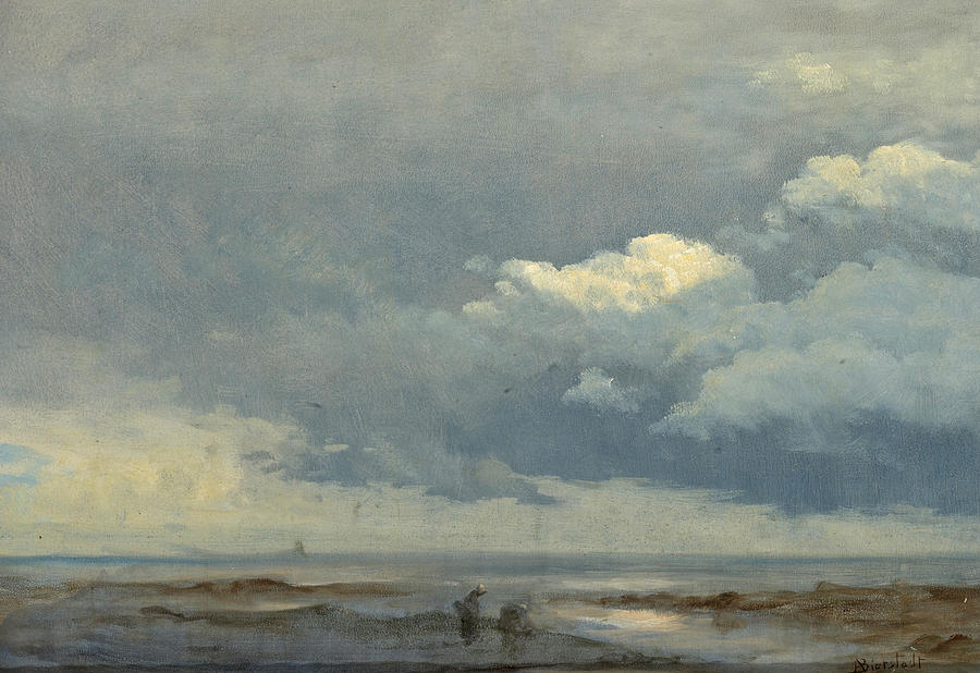 Albert Bierstadt  Painting - Cloud Study with two Figures by Albert Bierstadt
