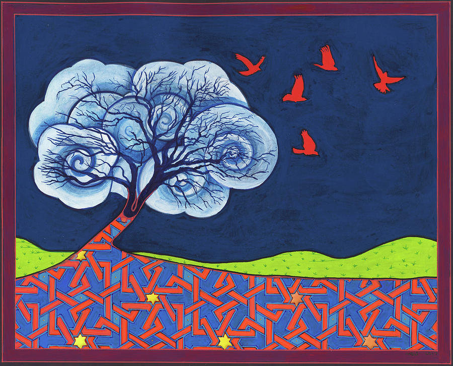 Shaman Painting - Cloud Tree 2 by Nicholas Breeze Wood Shaman Painting - Cloud Tree 2 by Nicholas Breeze Wood